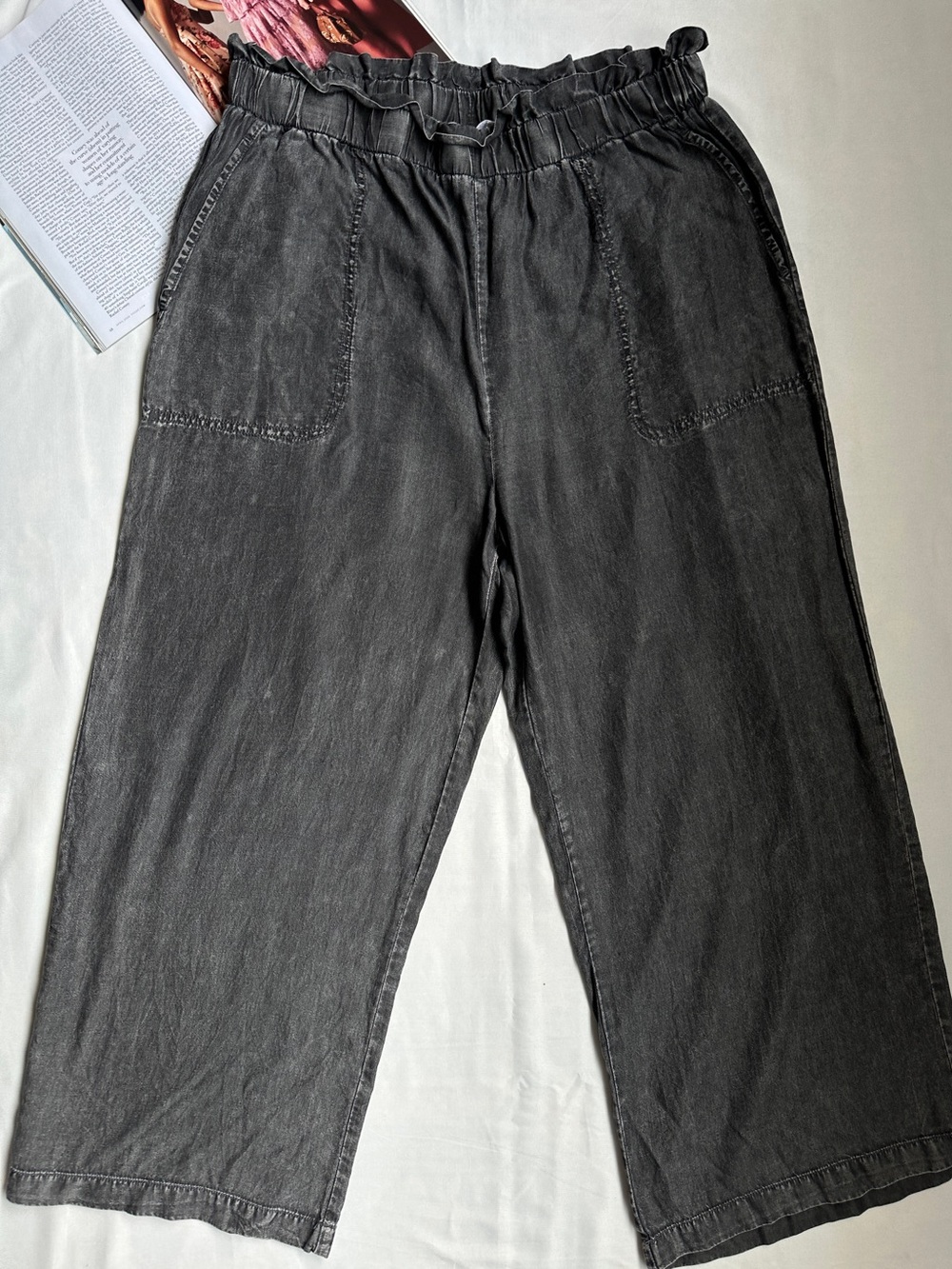 Jane and Delancey Wide-Leg Grey Paperbag Waist Pants